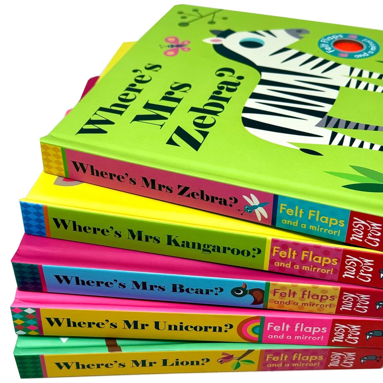 Where's Mr Lion felt flap board book cover with lift-the-flap design