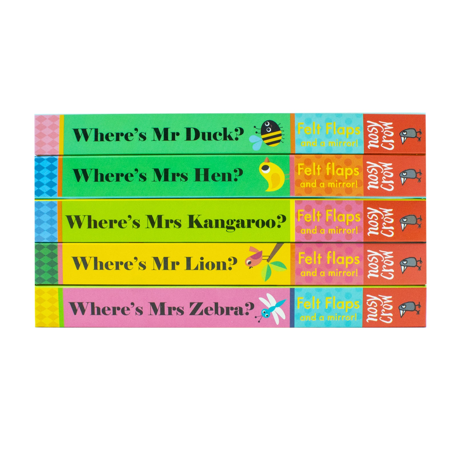 Felt Flaps And A Mirror! 5 Books Collection Set by Ingela P Arrhenius - full set of 5 board books front covers - Ages 0-5