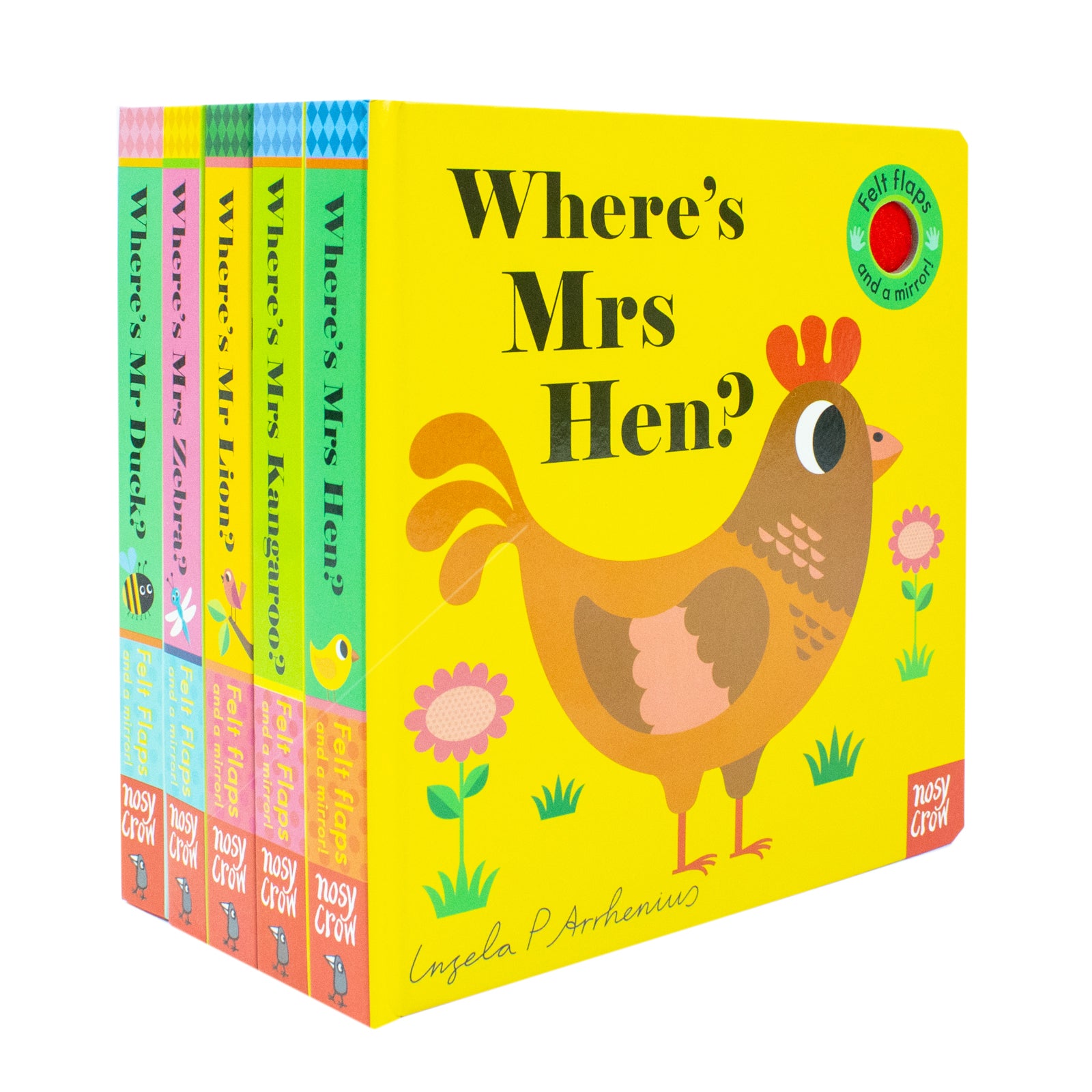 Felt Flaps And A Mirror! 5 Books Collection Set by Ingela P Arrhenius - board book set showing felt flap pages - Ages 0-5