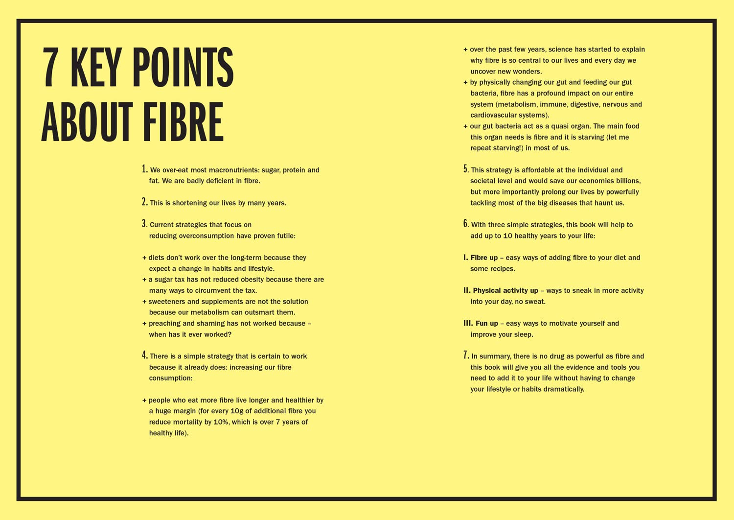 Fibre for Life hardback book - inside page showing fibre and nutrition content