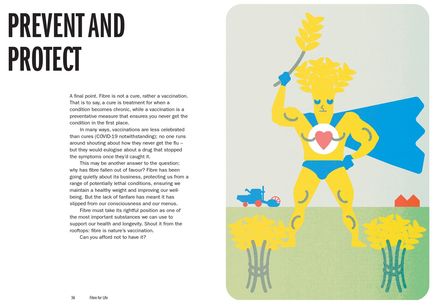 Fibre for Life hardback book - inside page detailing health benefits of fibre