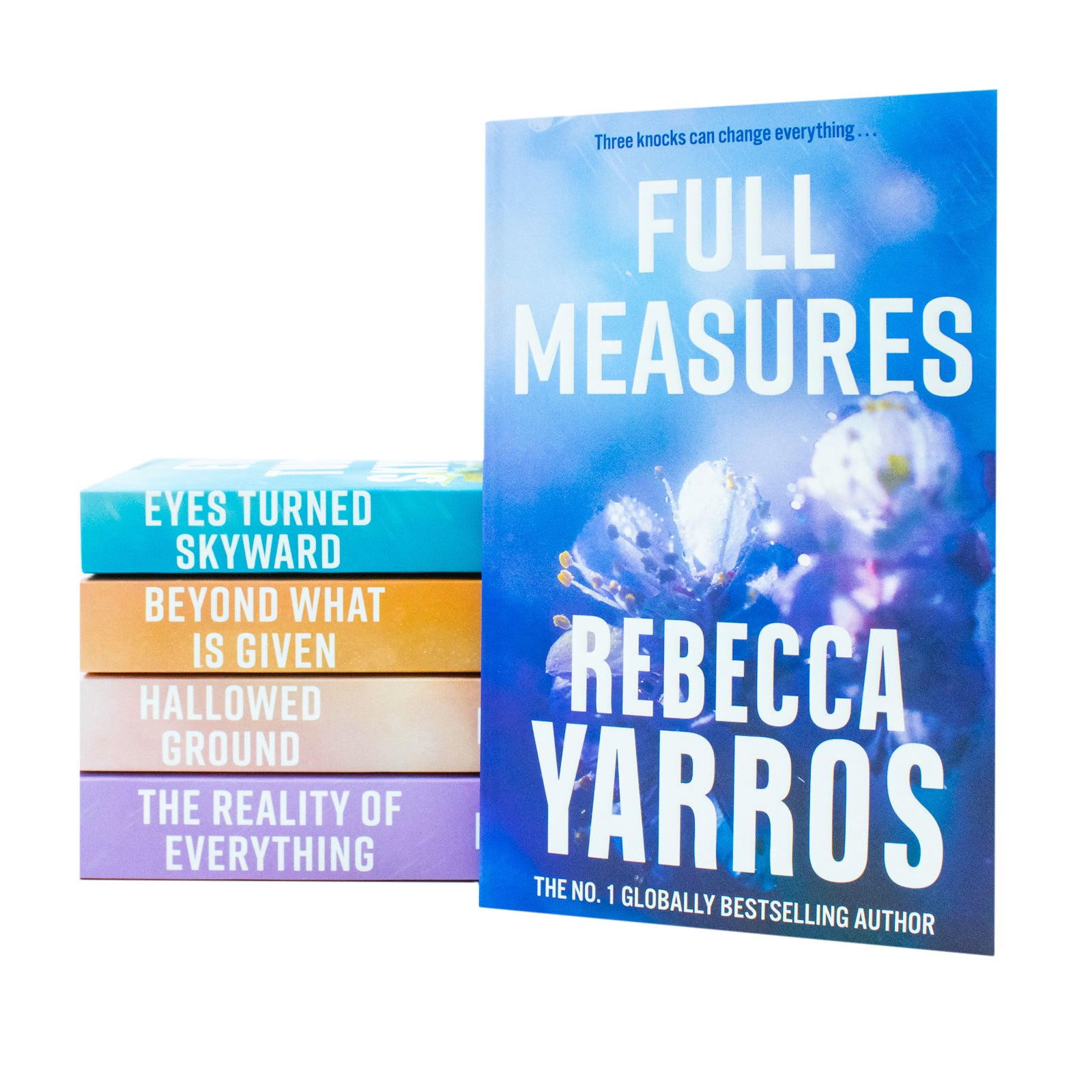 Close up of Flight & Glory series paperback books by Rebecca Yarros, complete 5 book romance set