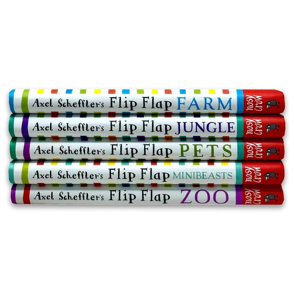 Flip Flap Farm, Jungle, Pets, Zoo and Minibeasts hardback books by Axel Scheffler