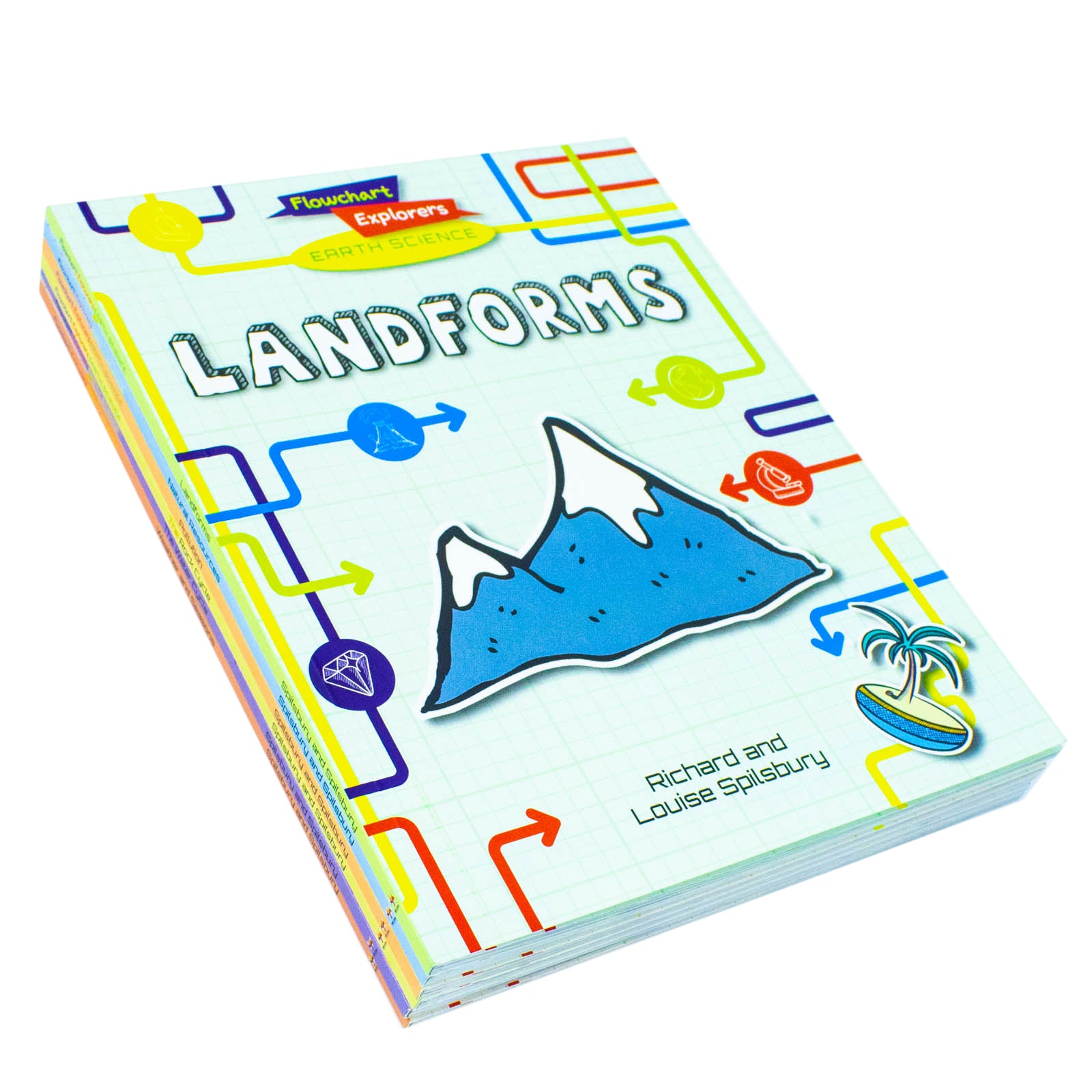 Flowchart Explorers Earth Science STEM books inside pages showing flowchart diagrams for KS2 geography