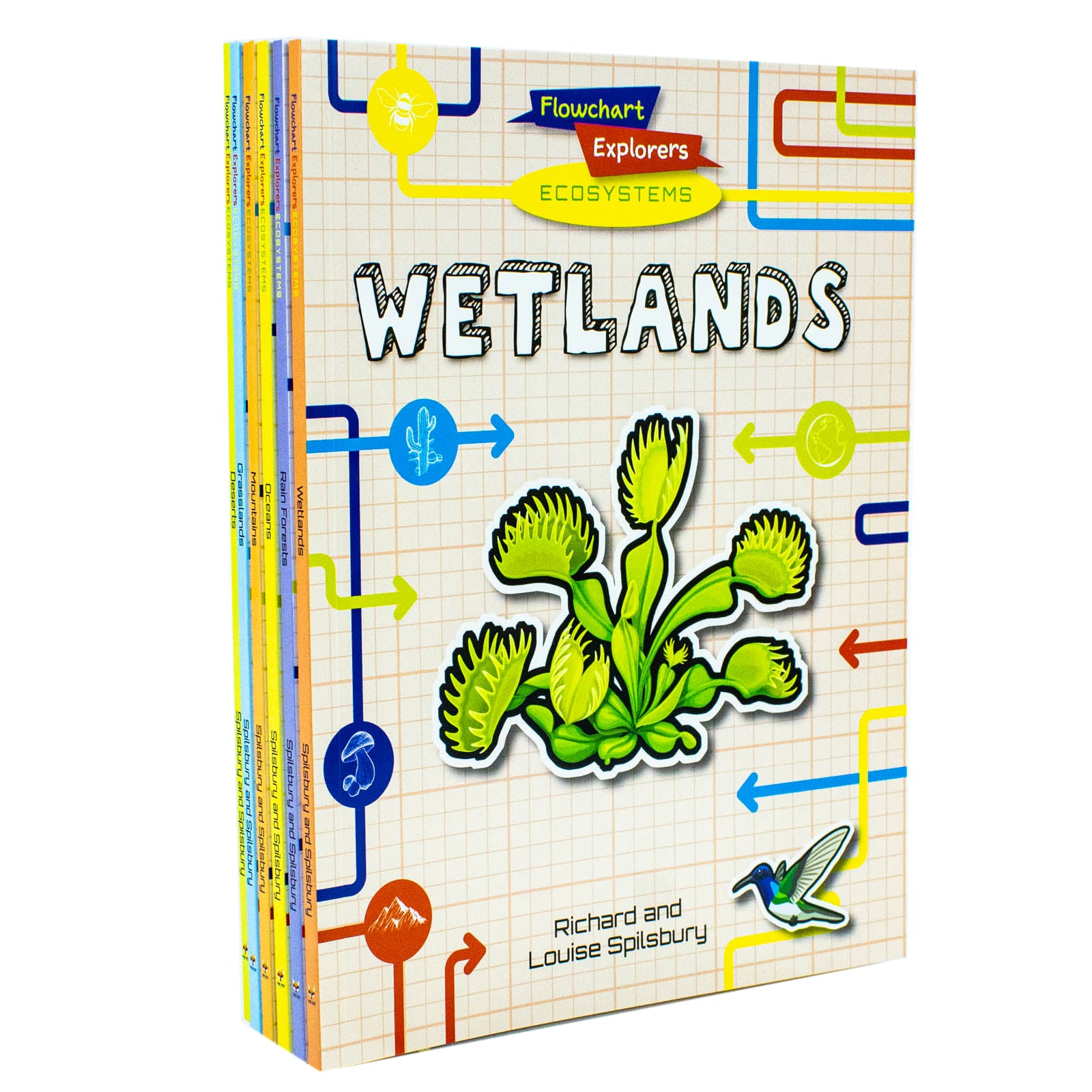 Flowchart Explorers Ecosystems 6 Books Collection Set by Richard and Louise Spilsbury - Paperback - Ages 7-11 - Deserts, Grasslands, Mountains, Oceans, Rain Forests, Wetlands