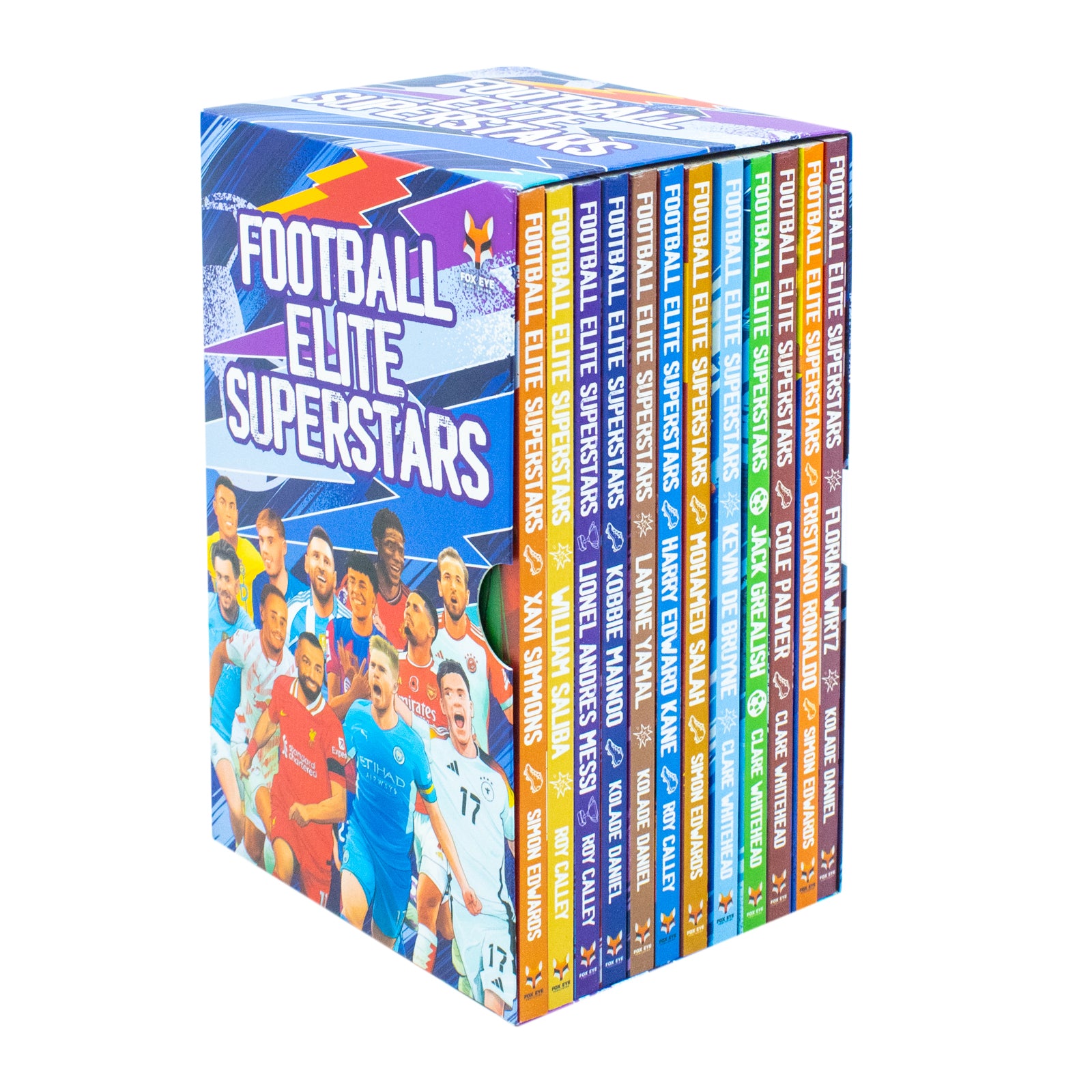 Football Elite Superstars 12 Books Collection Set - paperback football biographies box set featuring Messi, Ronaldo, Grealish and Kane, ages 7+ (front cover)