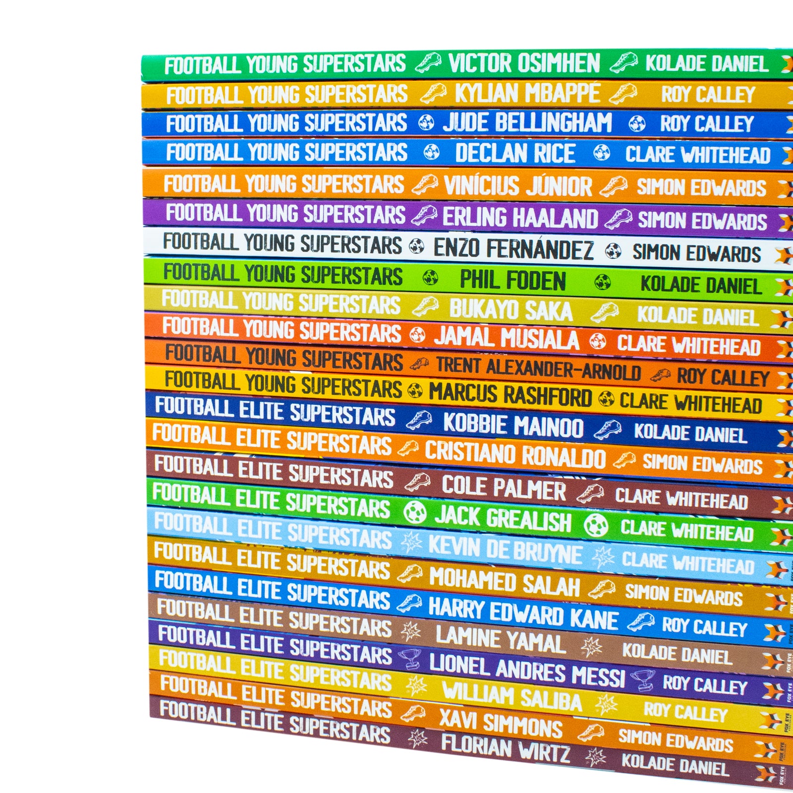 Football biography box set packaging for Football Elite Superstars and Football Young Superstars