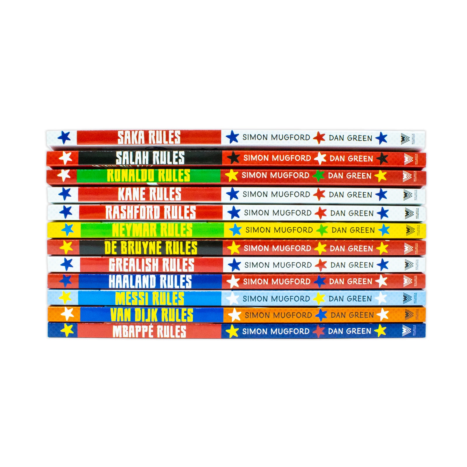Full 12 book Football Superstars paperback set by Simon Mugford and Dan Green