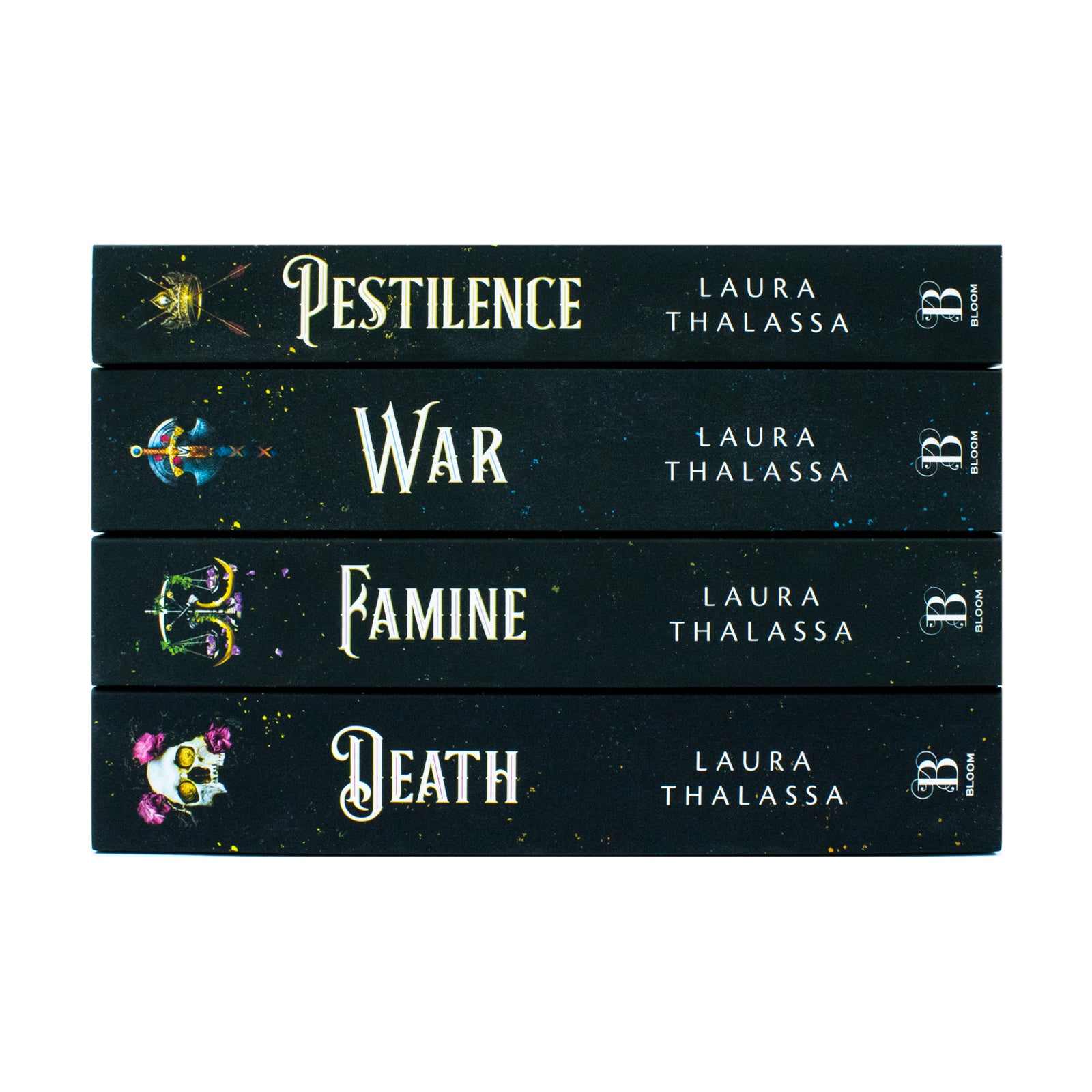Four Horsemen Series by Laura Thalassa - dark fantasy romance paperback set cover