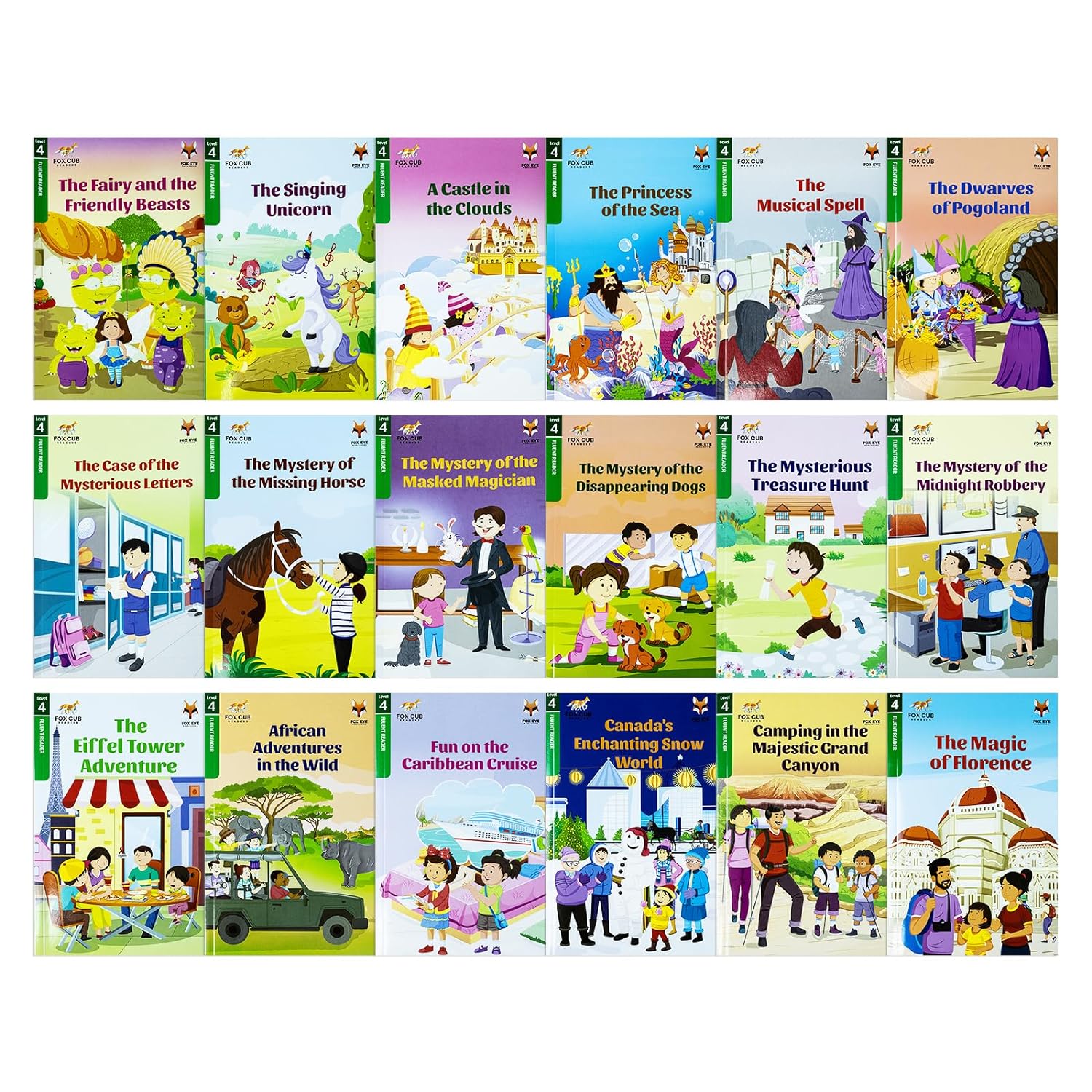 Fox Cub Fluent Graded Readers Level 4 18 Book Paperback Collection Set for Ages 5-7 - full titles displayed