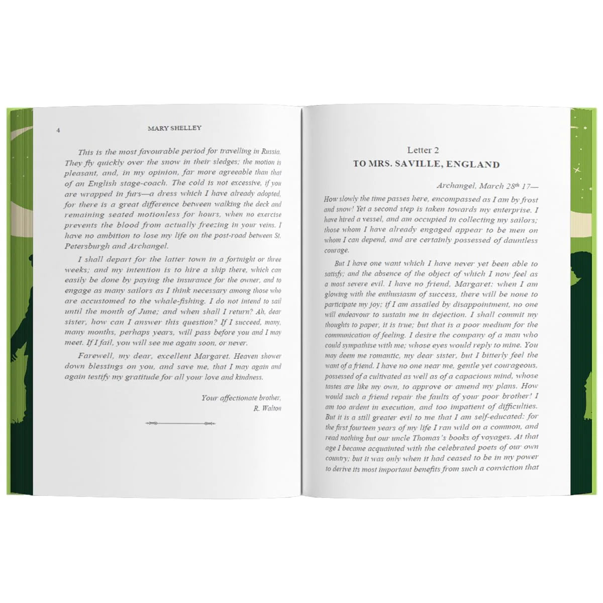 Frankenstein by Mary Shelley deluxe hardback edition open pages