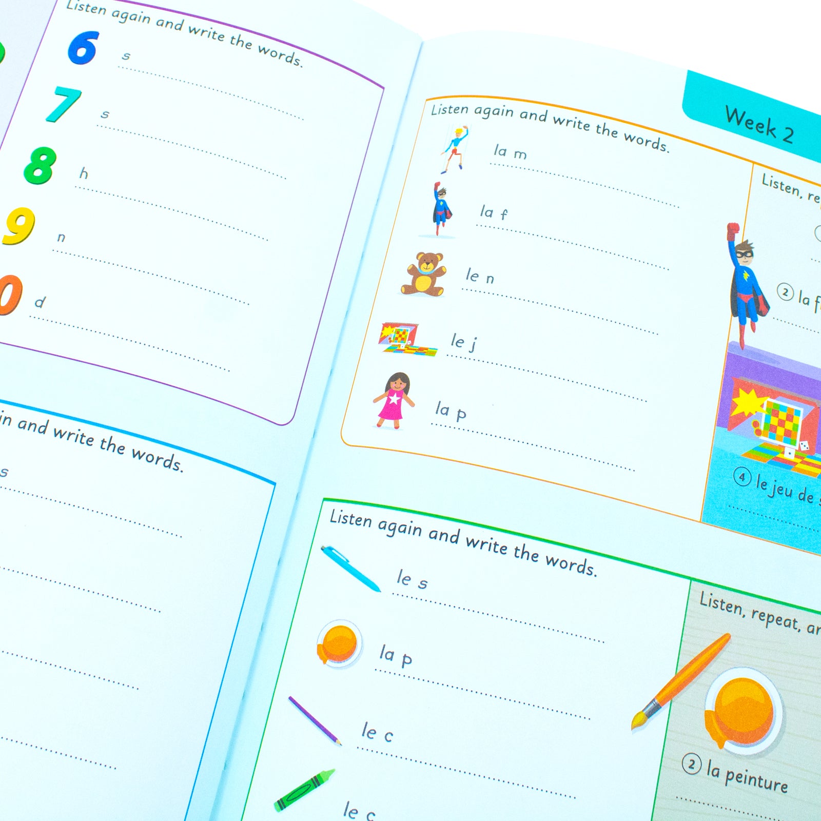 Back cover of French for Everyone Junior 5 Words a Day by DK French workbook for ages 6-9