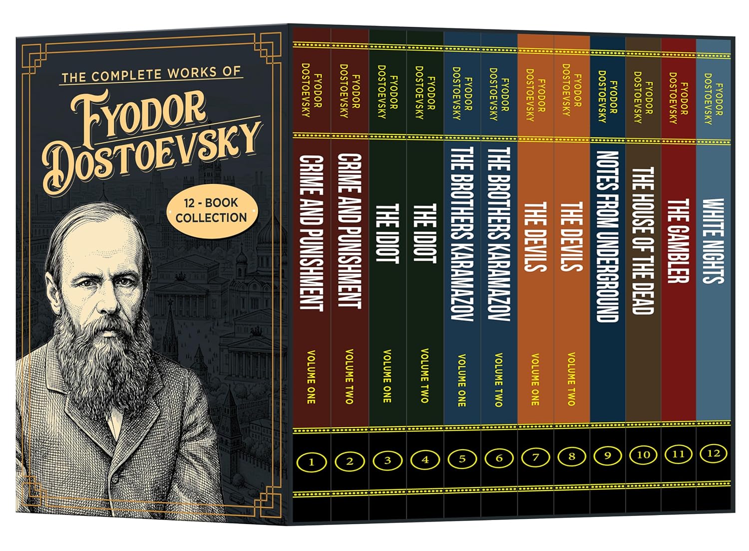 Fyodor Dostoevsky 12 Books Collection Set - classic Russian literature paperback box set