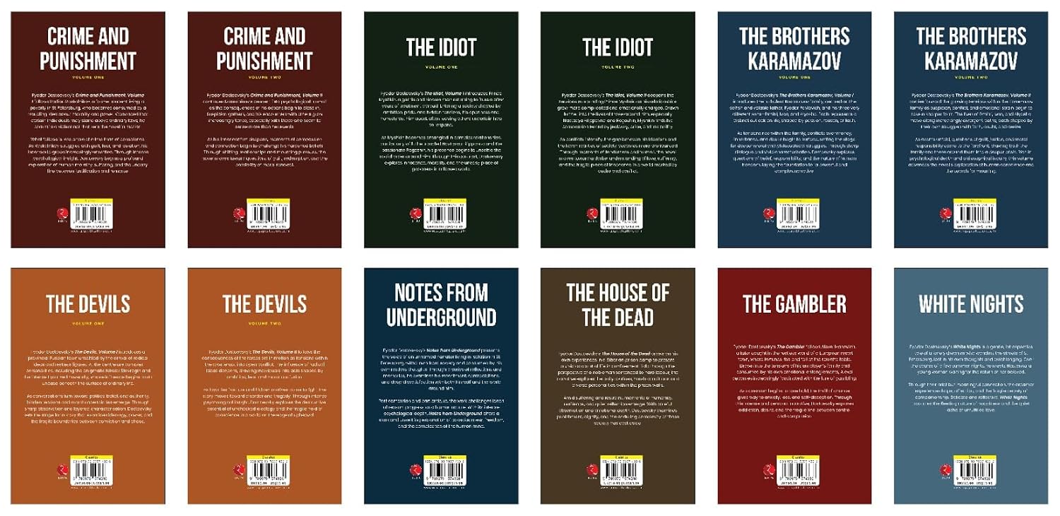 Fyodor Dostoevsky 12 Books Collection Set - The Idiot and The Brothers Karamazov paperback volumes