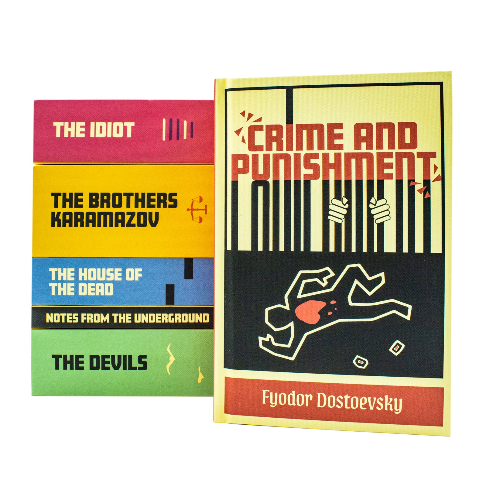 Close up of Fyodor Dostoevsky hardback book collection covers