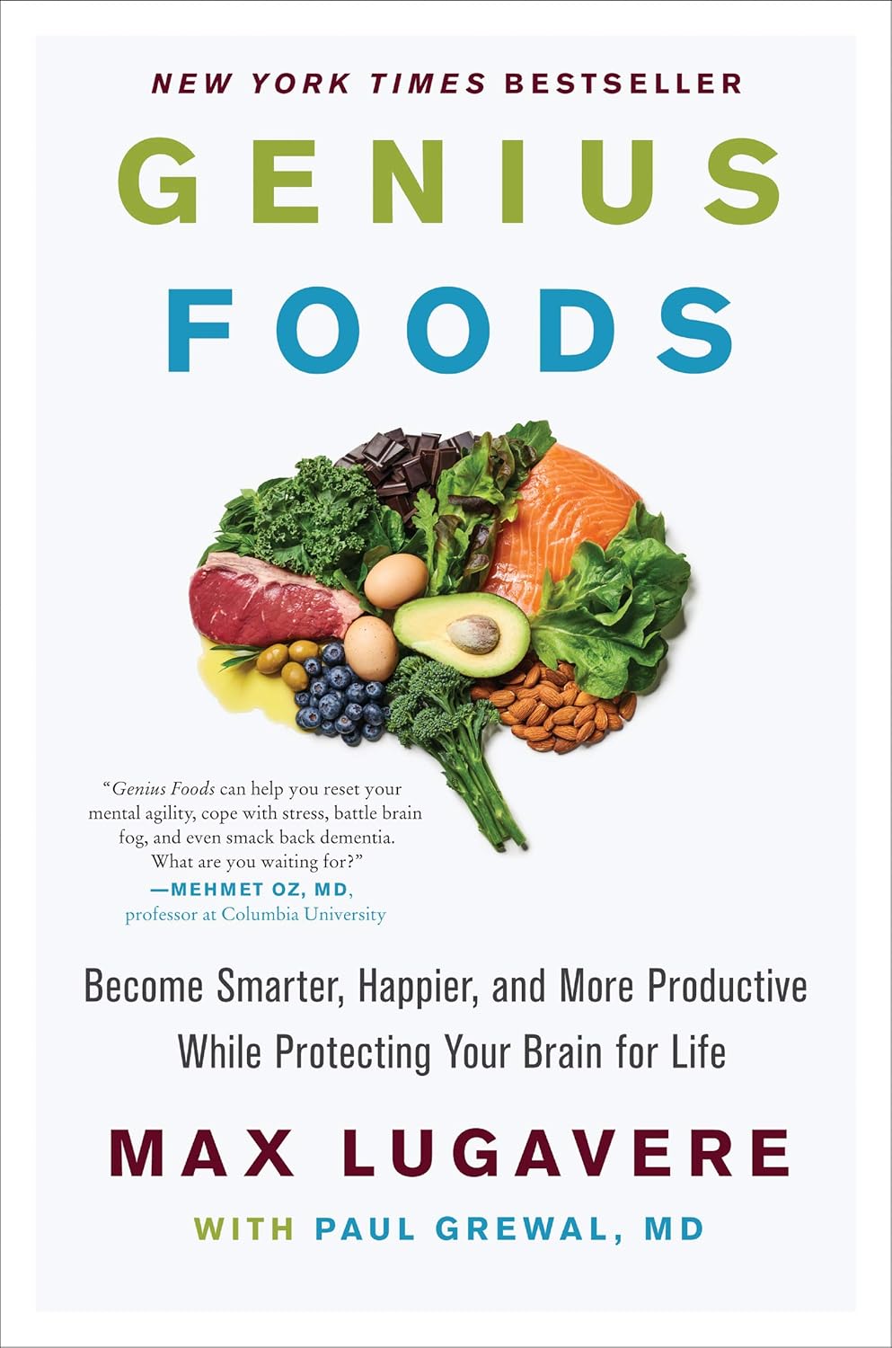 Genius Foods by Max Lugavere and Paul Grewal M.D. - Hardback brain health and nutrition book for adults