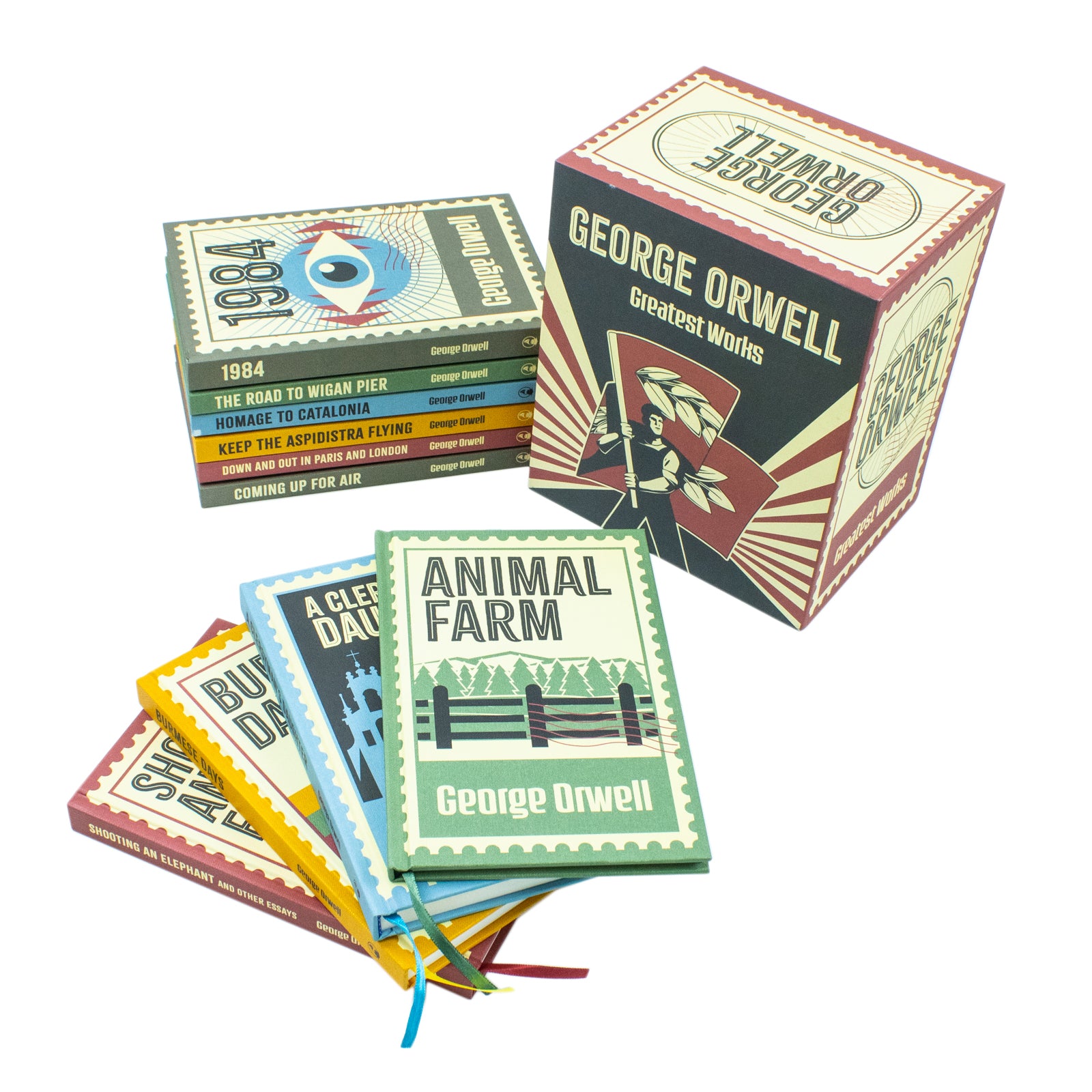 George Orwell 10 Books Hardback Collection Set - Homage To Catalonia and The Road To Wigan Pier covers