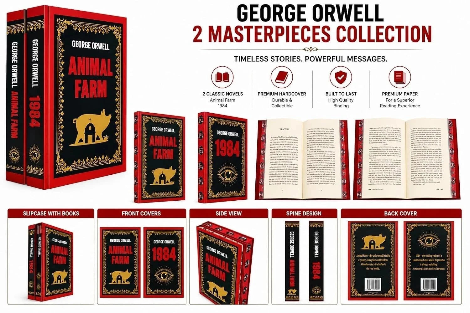 George Orwell 2 Books Collection Set featuring 1984 and Animal Farm in hardcover