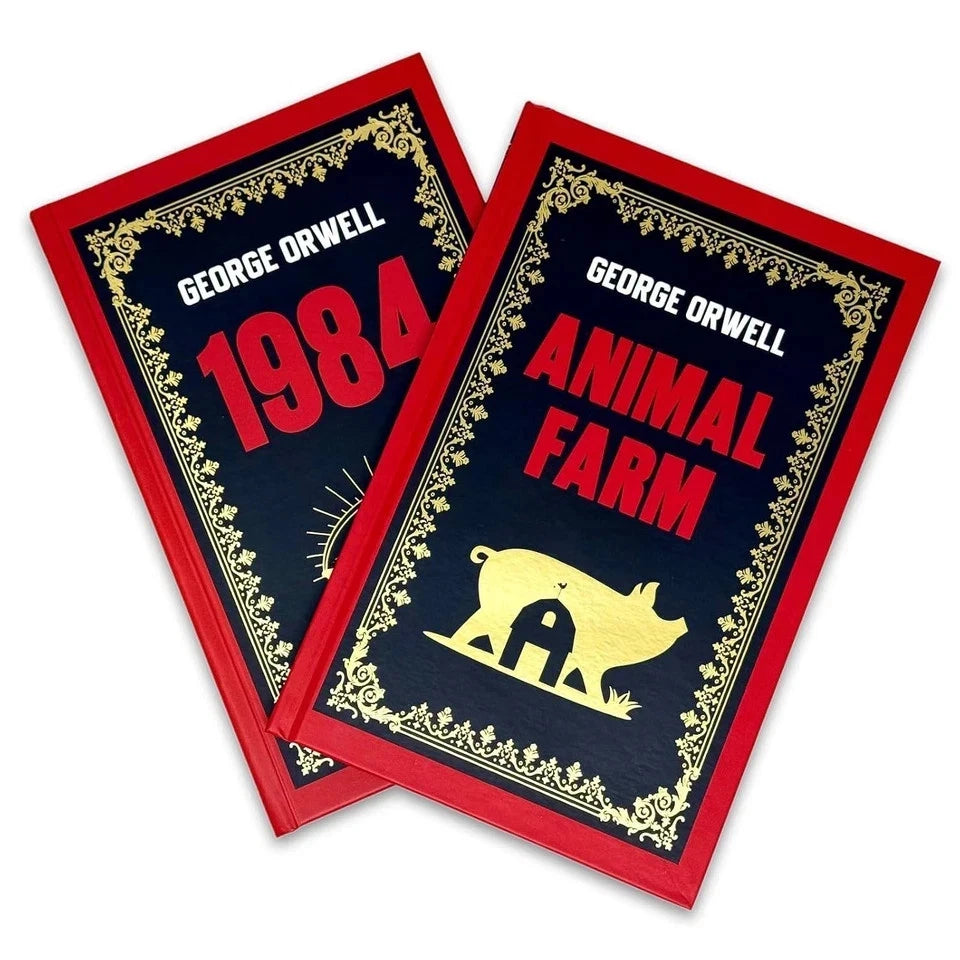 Back cover view of George Orwell 1984 and Animal Farm hardcover book set