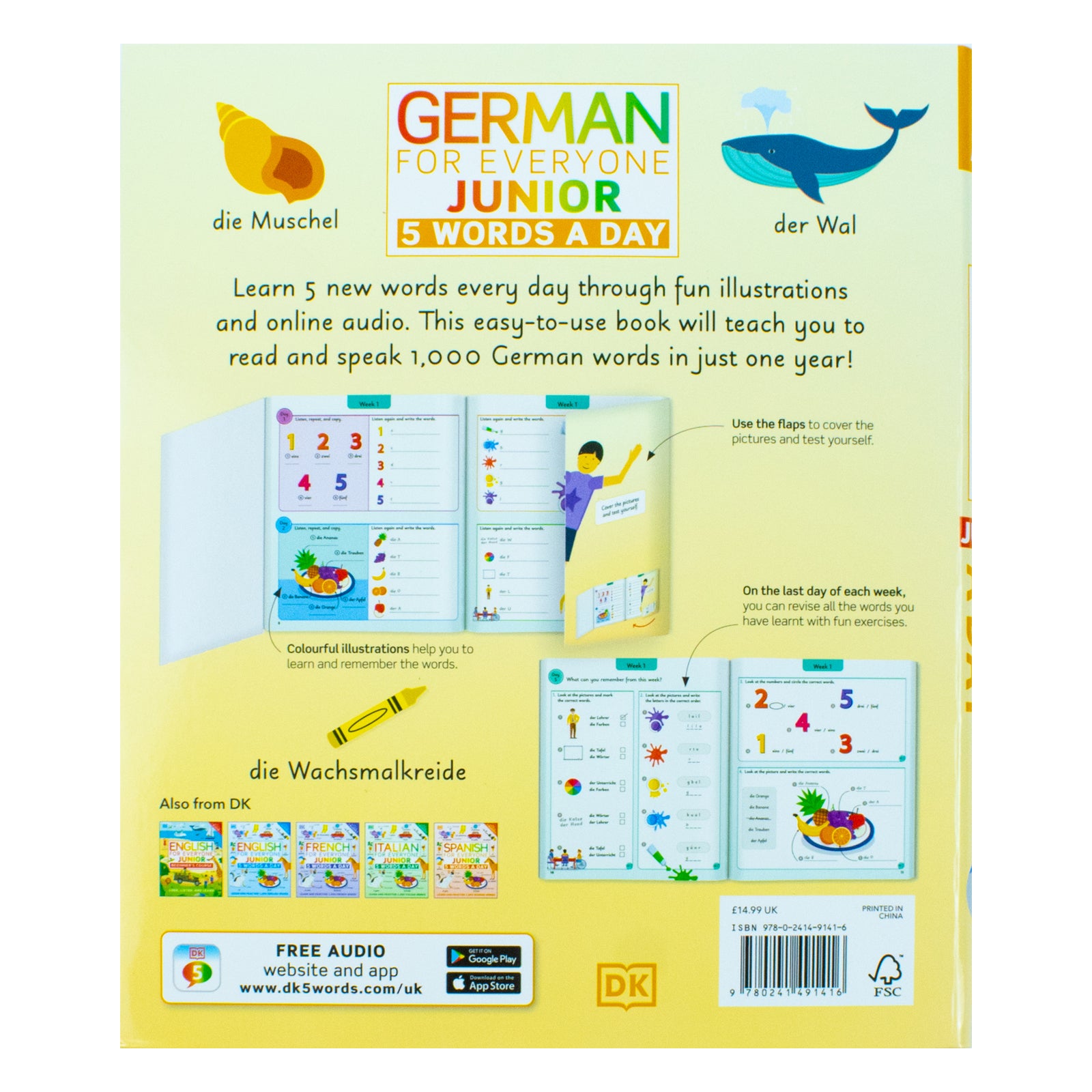 German for Everyone Junior 5 Words a Day by DK - illustrated German words page for young learners aged 6-9