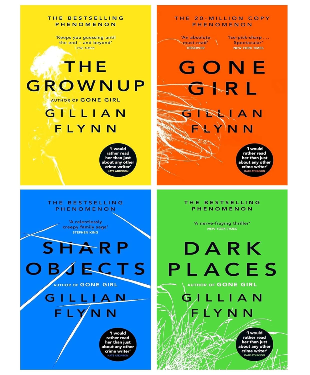 Gillian Flynn 4 Books Collection Set - Gone Girl, Sharp Objects, Dark Places, The Grownup - Paperback Fiction