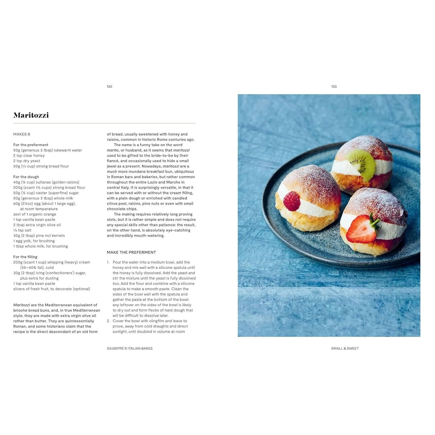 Focaccia bread recipe page inside Giuseppe's Italian Bakes hardback cookbook