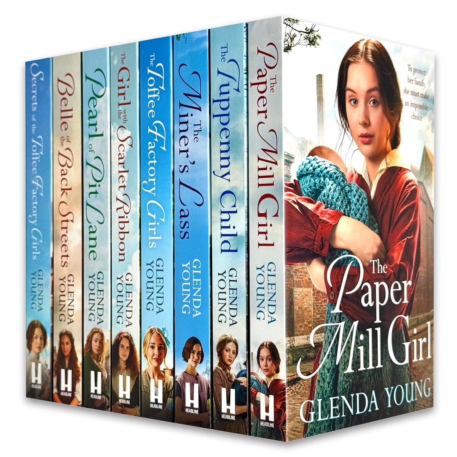 The Paper Mill Girl by Glenda Young - paperback historical saga, part of the 8 book collection set