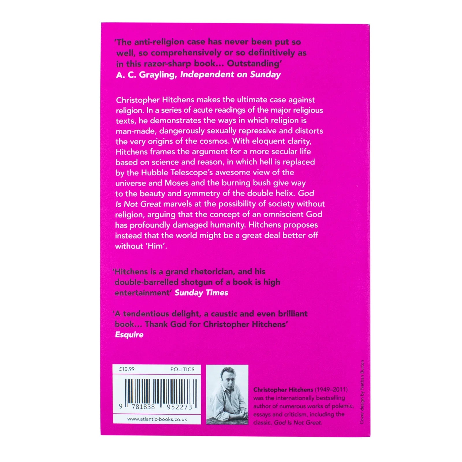 God Is Not Great: The Case Against Religion Christopher Hitchens book spine and cover detail