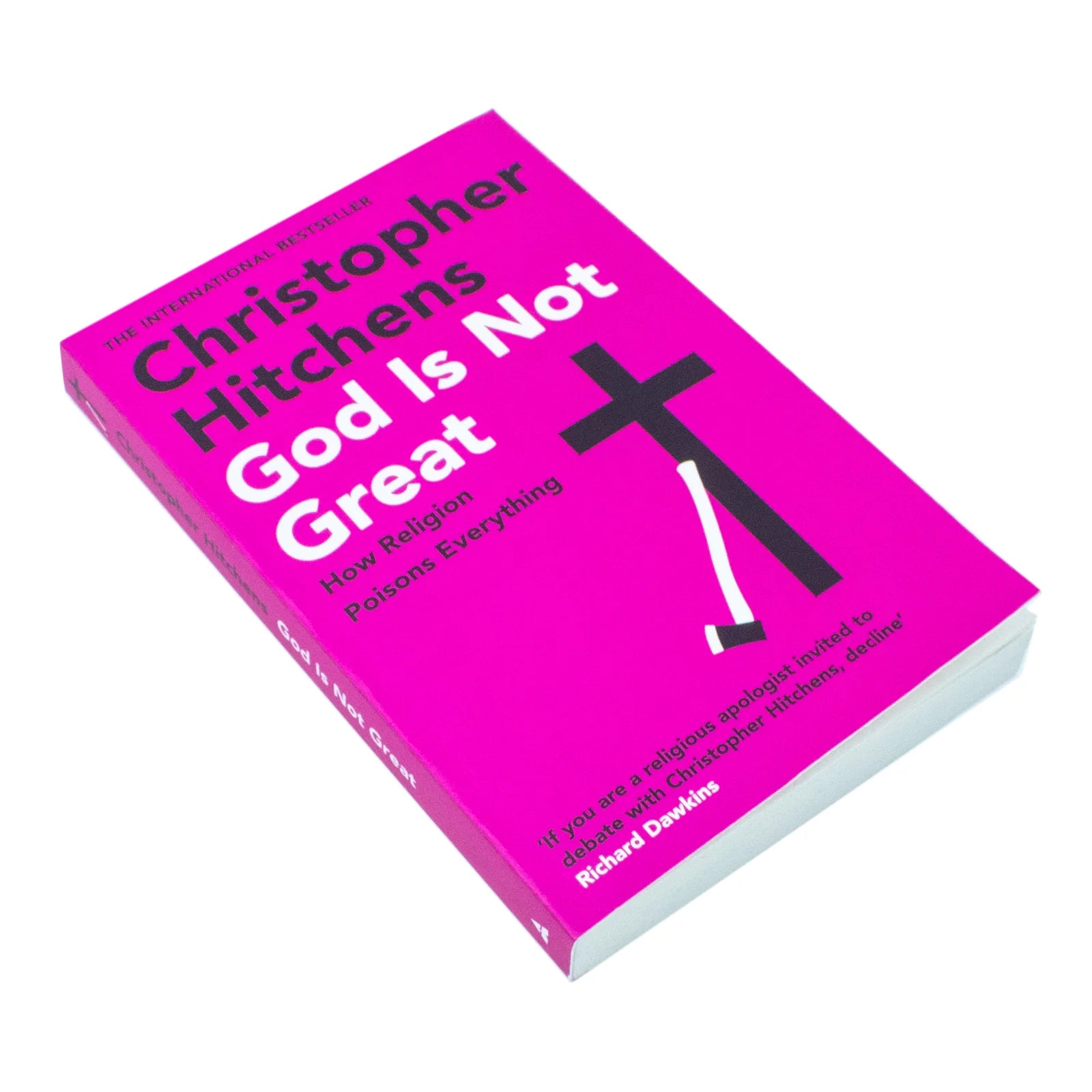 God Is Not Great by Christopher Hitchens paperback book angled cover view