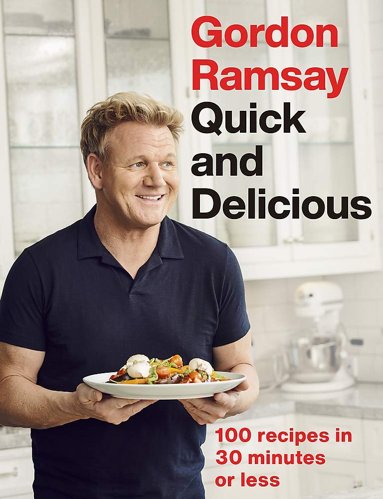 Stack of Gordon Ramsay hardback cookbooks - Quick & Delicious, Ultimate Home Cooking, Ultimate Cookery Course