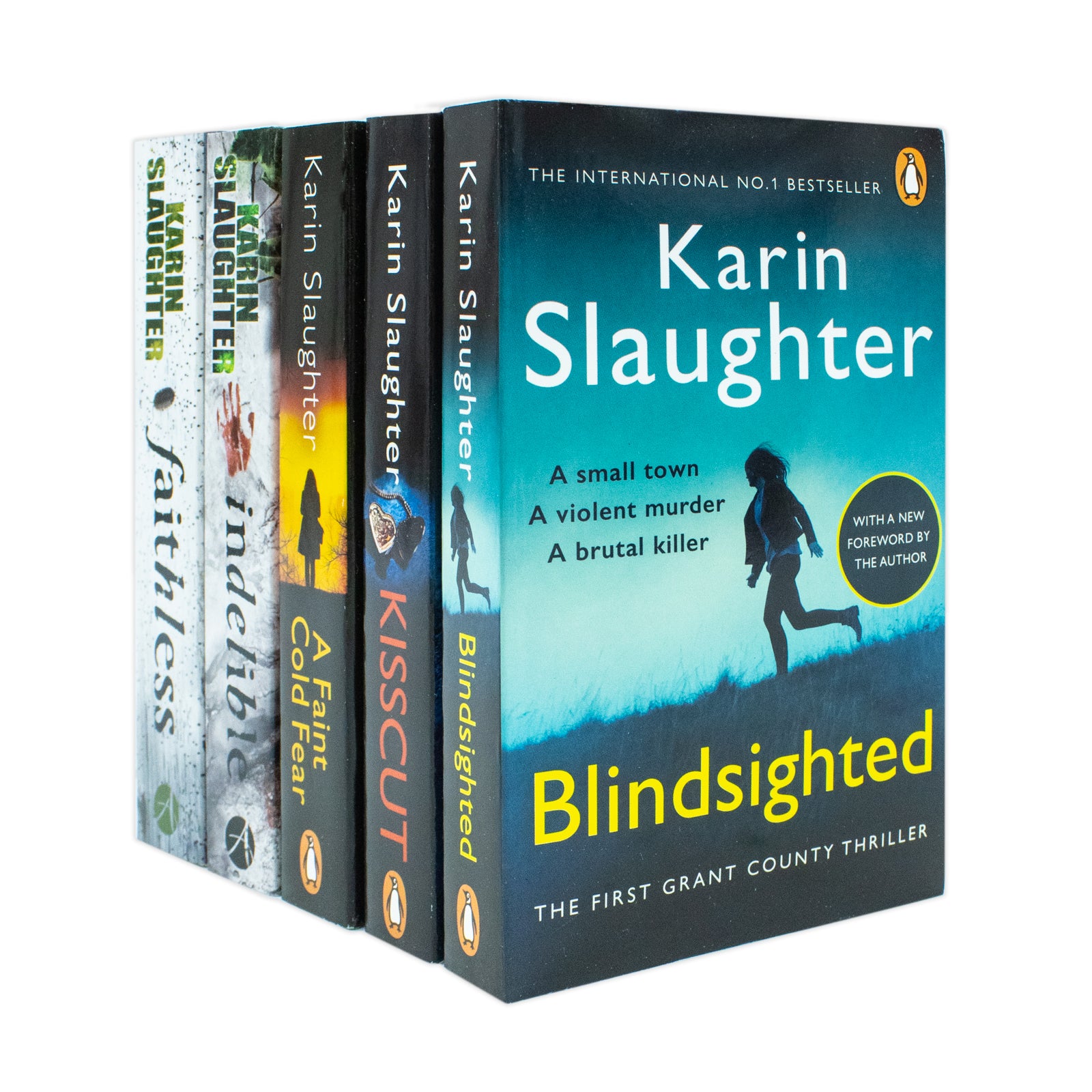 Grant County Series 5 Books Collection Set by Karin Slaughter - Blindsighted, Kisscut, A Faint Cold Fear, Indelible, Faithless - Paperback