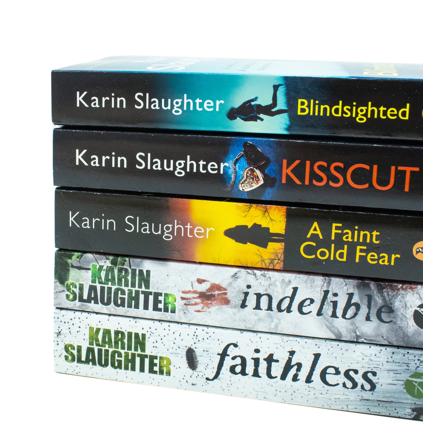 Grant County Series 5 Books Collection Set by Karin Slaughter - Blindsighted, Kisscut, A Faint Cold Fear, Indelible, Faithless - Paperback