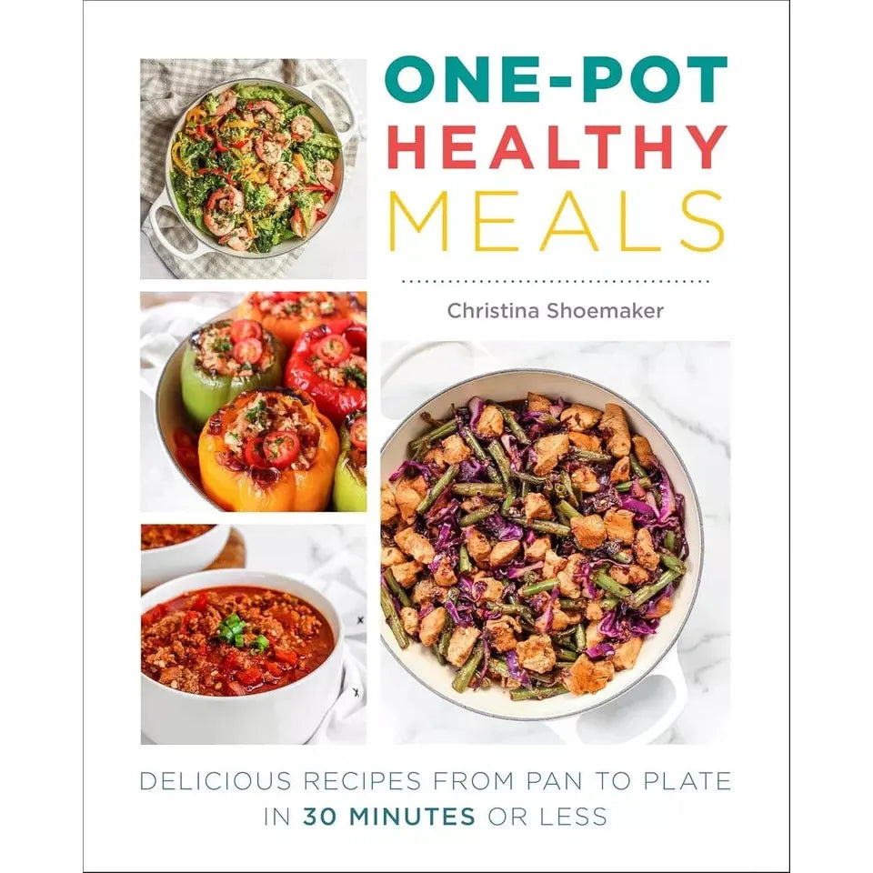 Green Roasting Tin by Rukmini Iyer and One Pot Healthy Meals by Christina Shoemaker cookbook covers