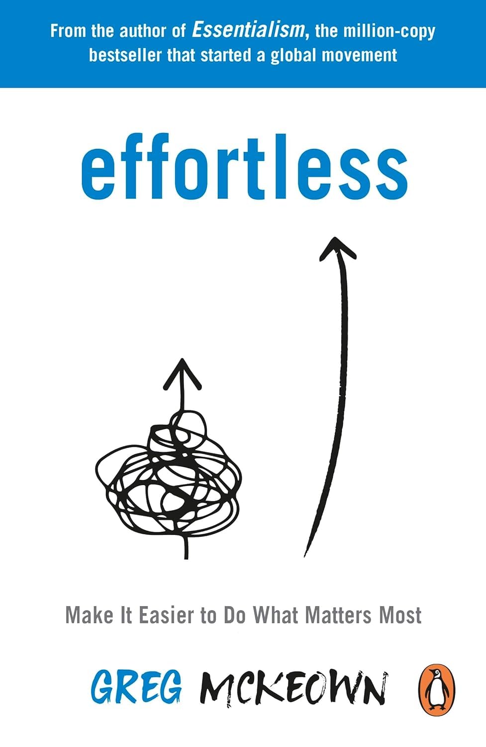 Close-up of Greg McKeown 2 Book Set paperback bundle, Effortless and Essentialism, brand new