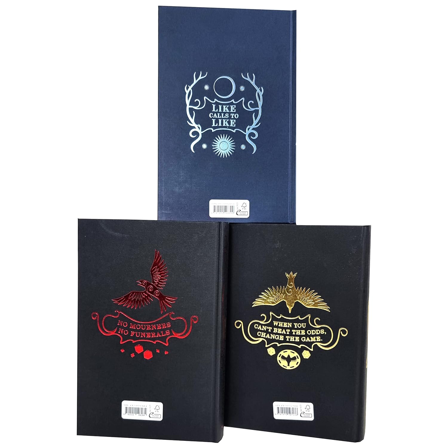 Close up of Grishaverse 3 book hardback collection set by Leigh Bardugo, young adult fantasy