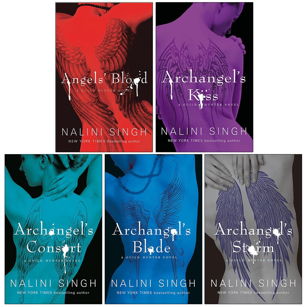 Guild Hunter Series book set by Nalini Singh - paperback edition cover detail