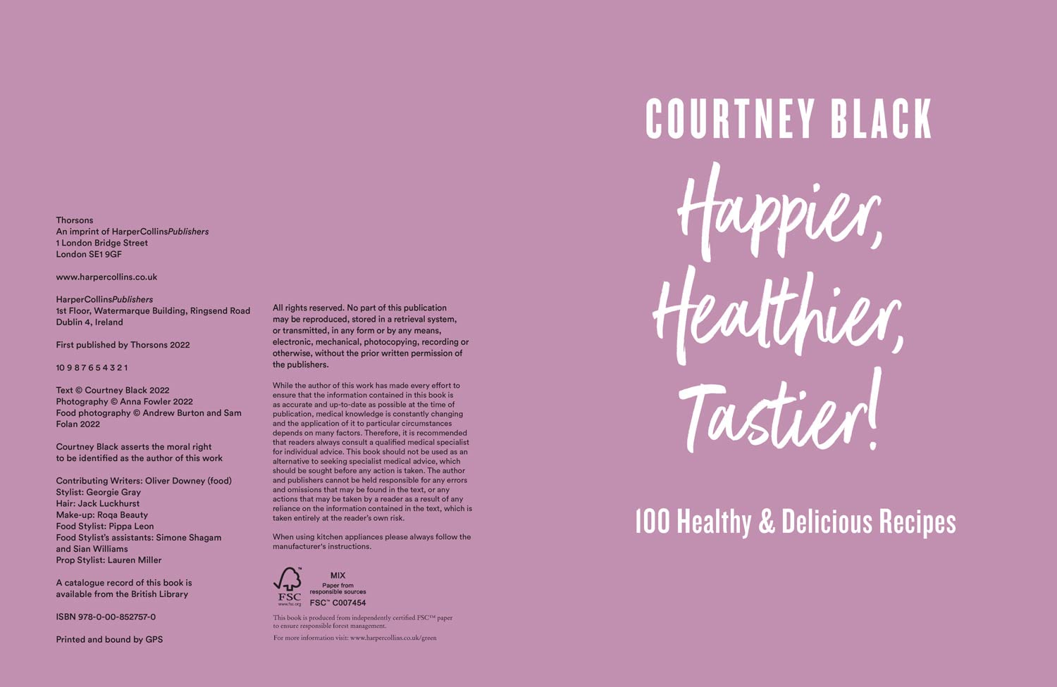 Happier, Healthier, Tastier! by Courtney Black - hardback cookbook showing inside recipe pages