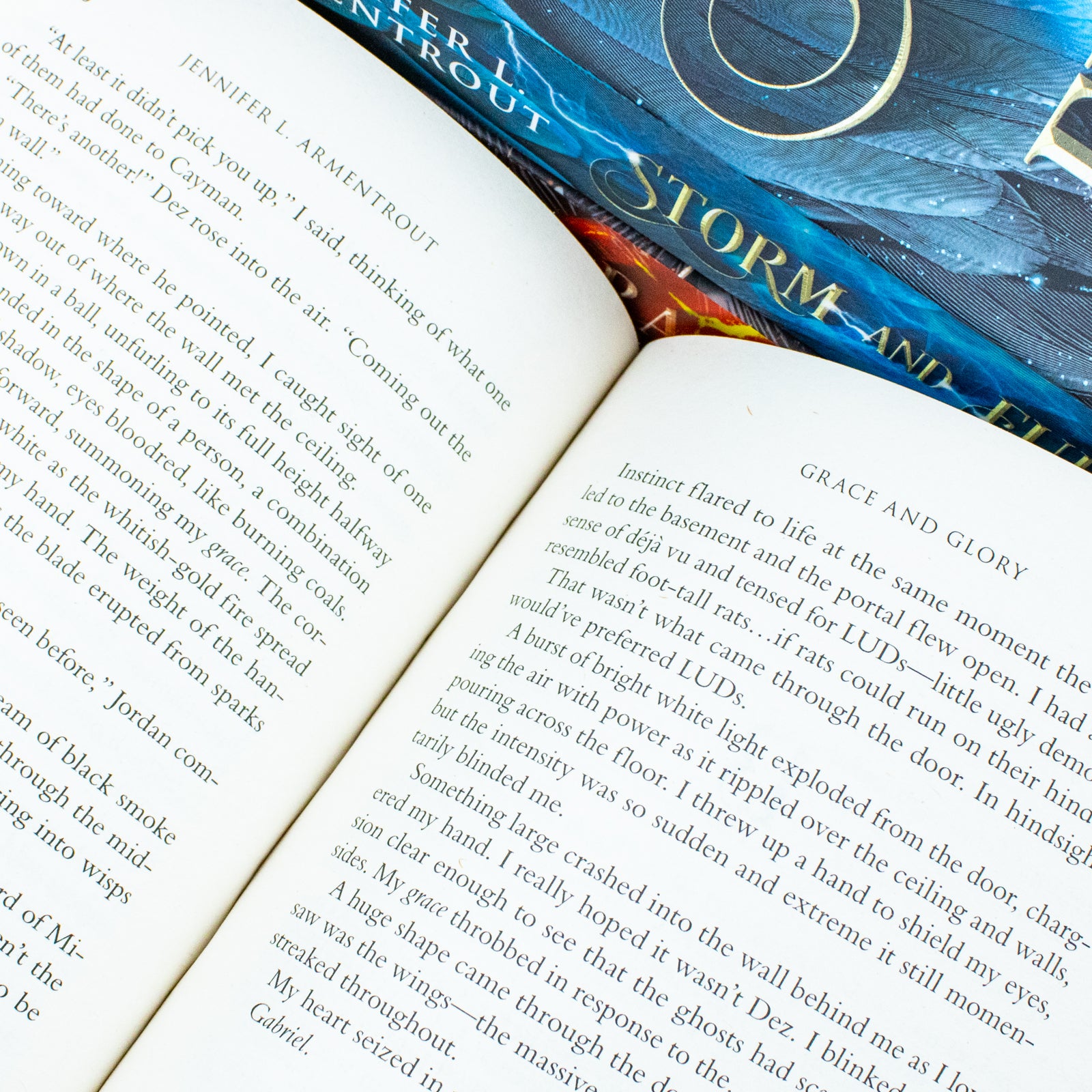 Close-up of Grace and Glory paperback cover by Jennifer L. Armentrout - Harbinger series book 3
