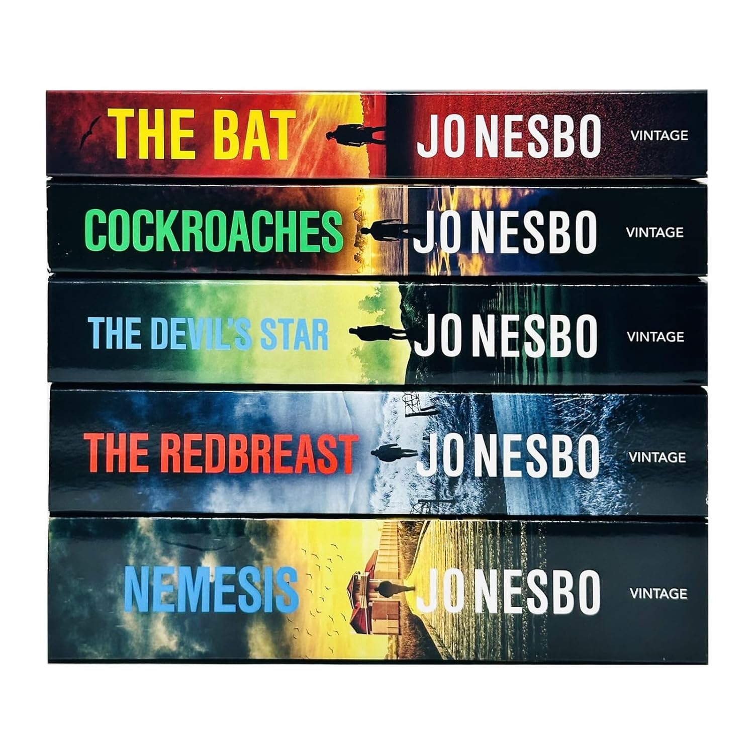 Harry Hole Series 1-5 Books Collection by Jo Nesbo - The Bat, Cockroaches, The Redbreast, Nemesis, The Devil's Star paperback books