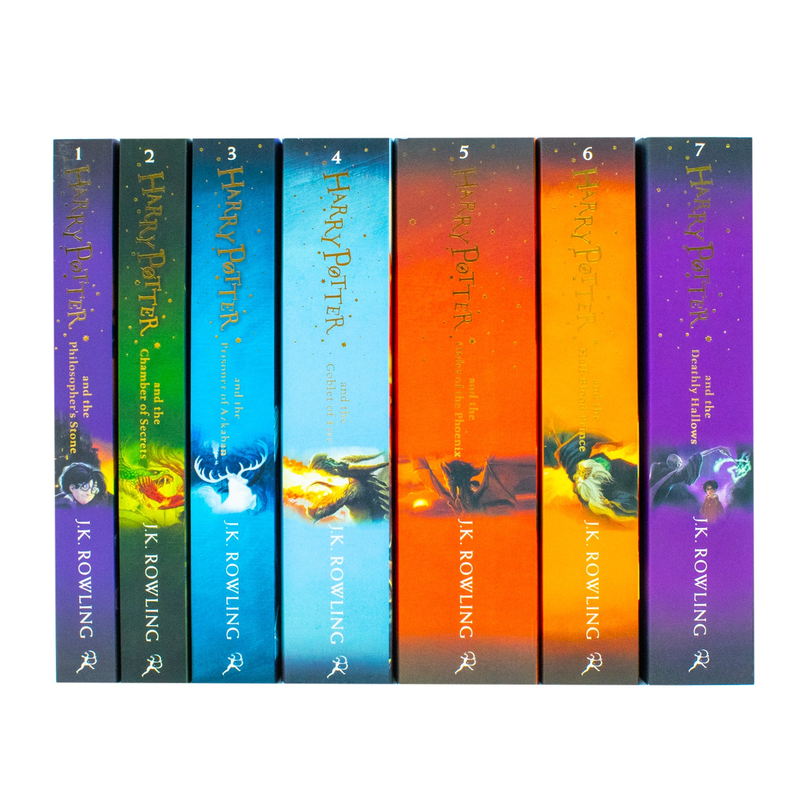 Harry Potter Complete Collection slipcase side view - J.K. Rowling 7 book paperback set