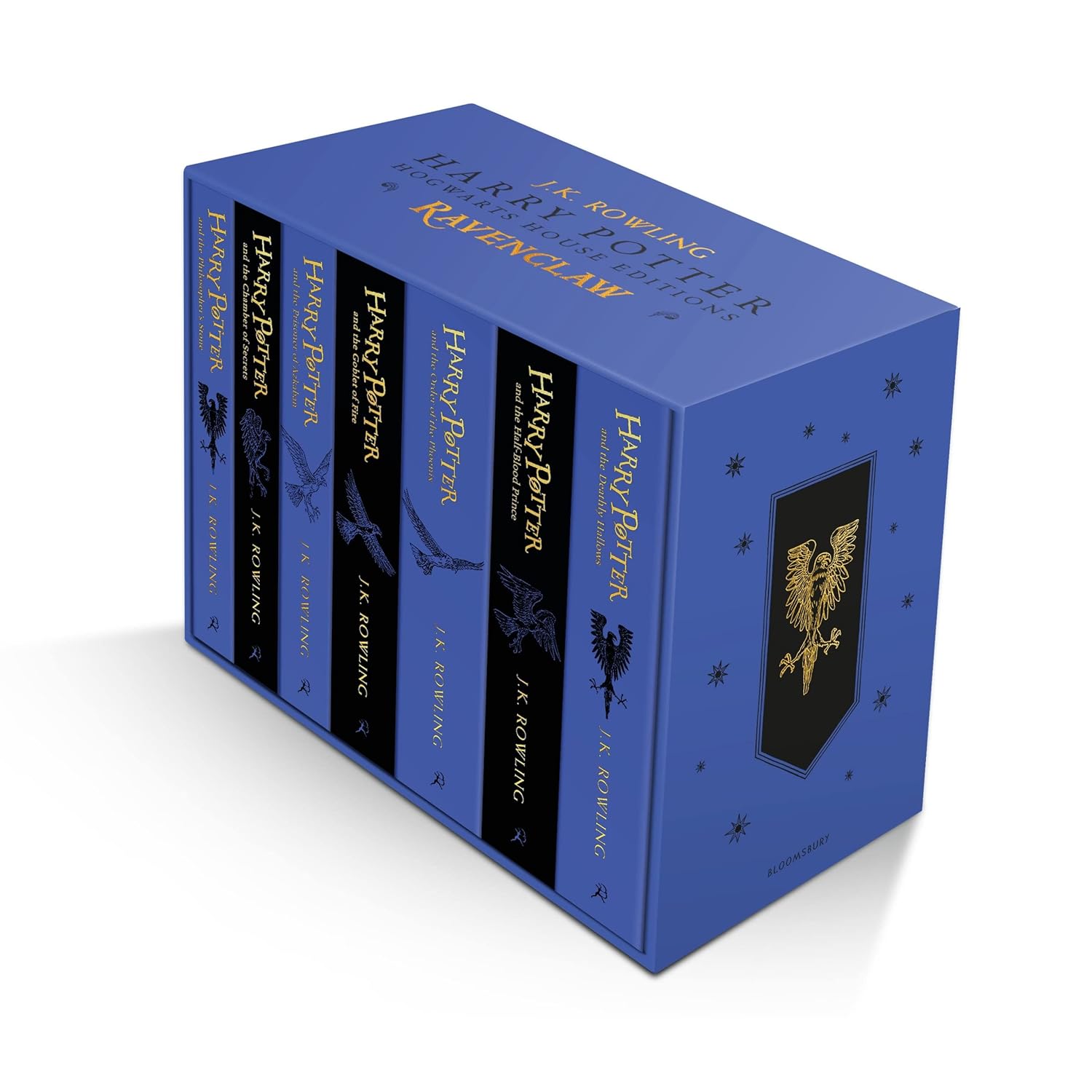 Harry Potter Ravenclaw House Editions 7 book paperback box set by J.K. Rowling, slipcase with Ravenclaw eagle, ages 9-11