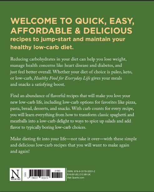 Healthy Food for Everyday Life by Dana Carpender - low-carb cookbook paperback back cover