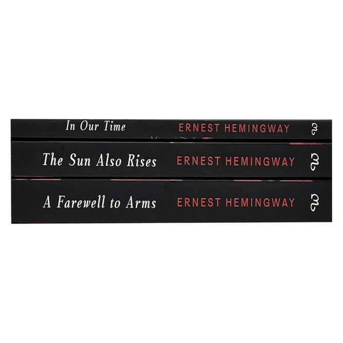 Hemingway 3 book paperback set showing In Our Time, The Sun Also Rises and A Farewell to Arms