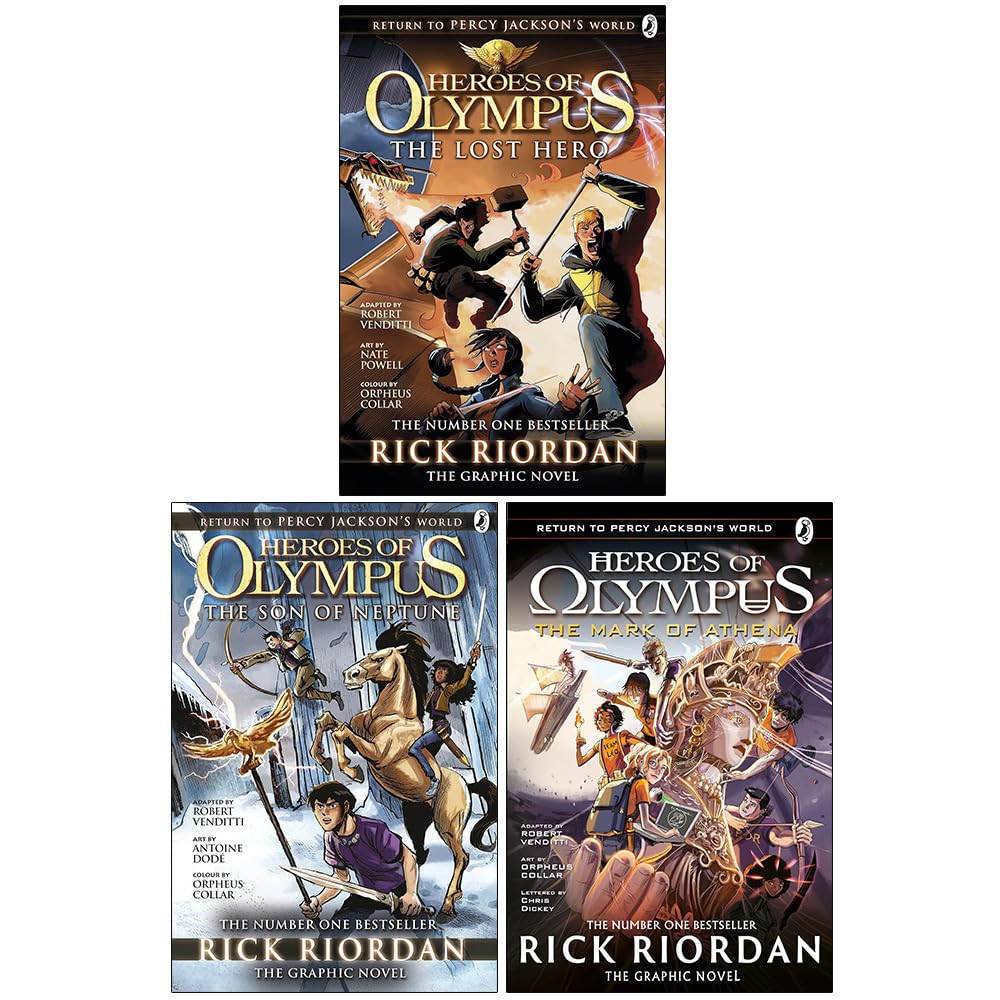 Heroes of Olympus 3 Books Collection Set by Rick Riordan - Paperback - The Lost Hero, The Son of Neptune, The Mark of Athena