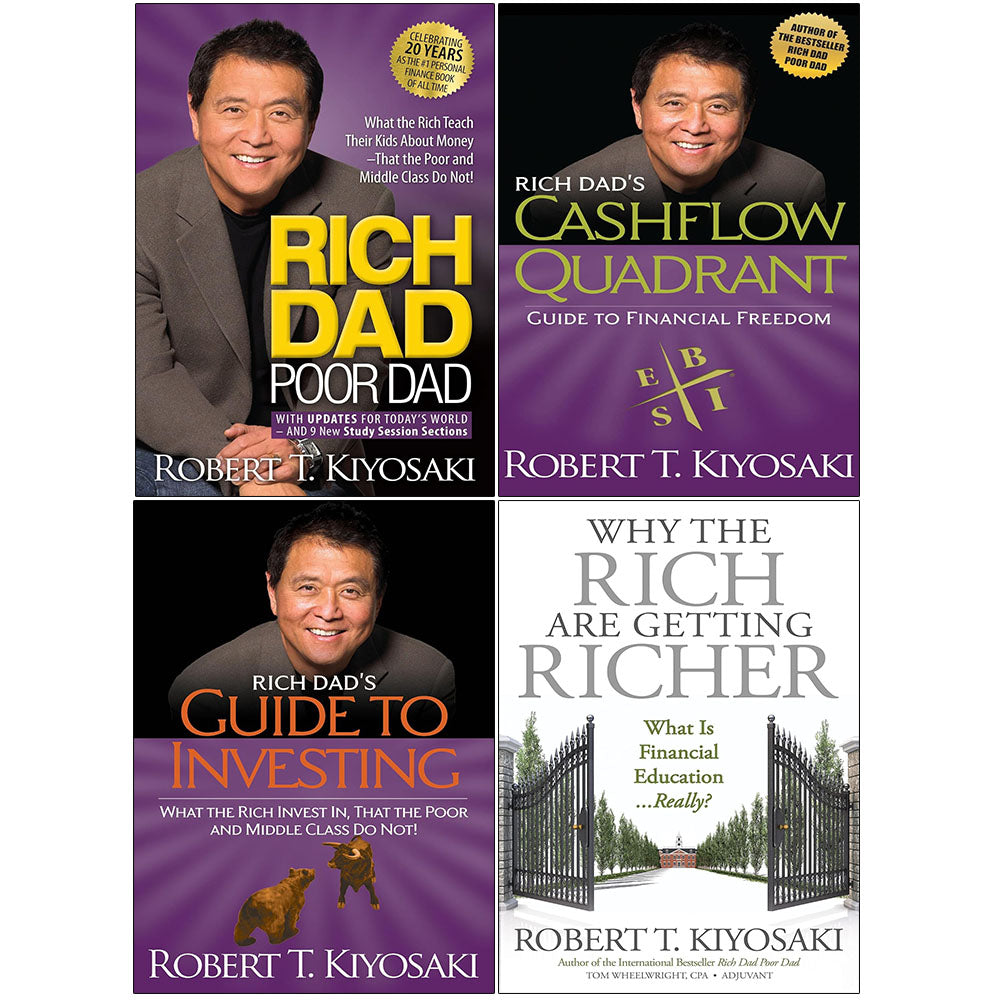 Robert T. Kiyosaki 4 Books Collection Set Why the Rich are getting Richer, Rich Dad Poor Dad, Cashflow Quadrant, Guide to Investing - Lets Buy Books