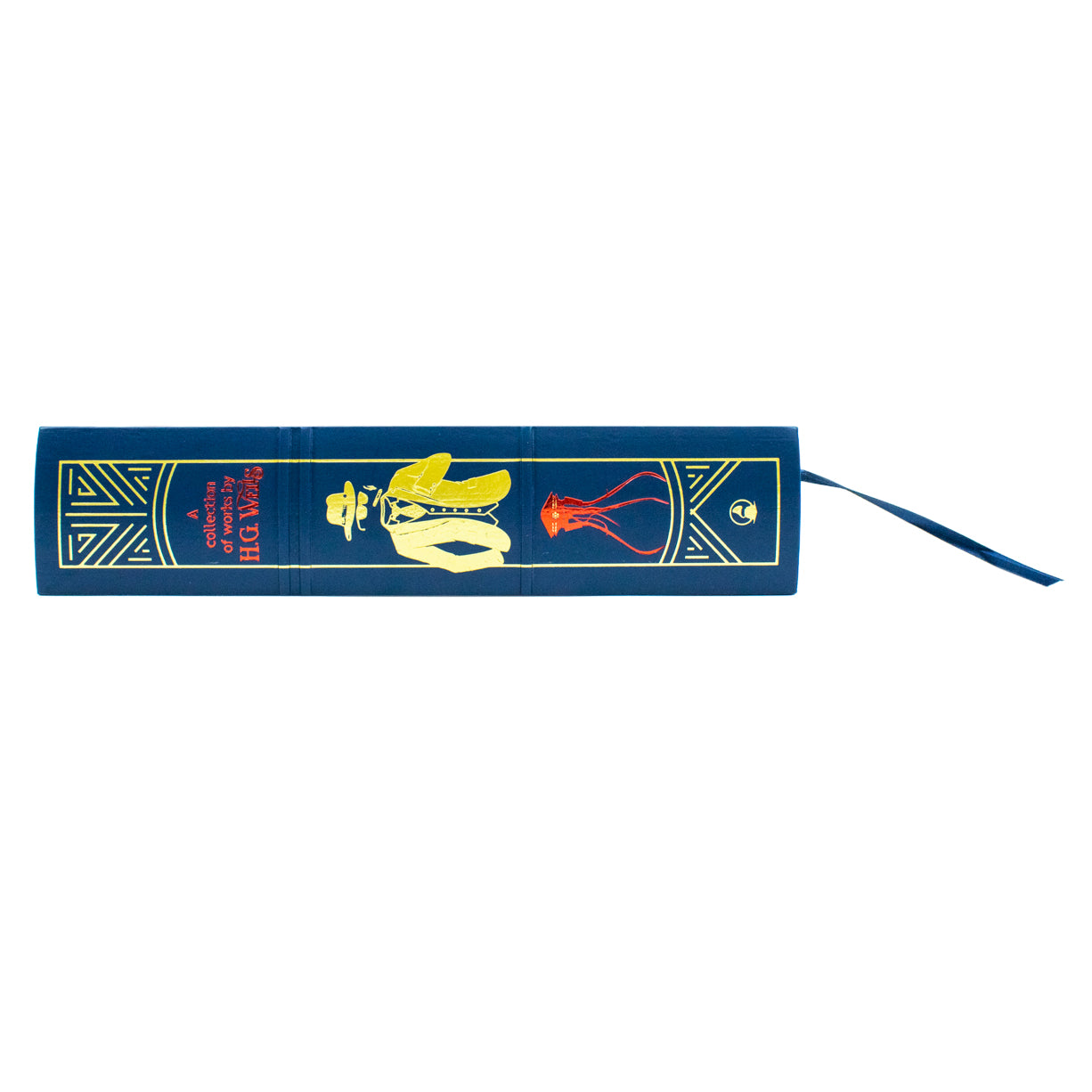 H.G. Wells leatherbound hardback collection embossed cover design