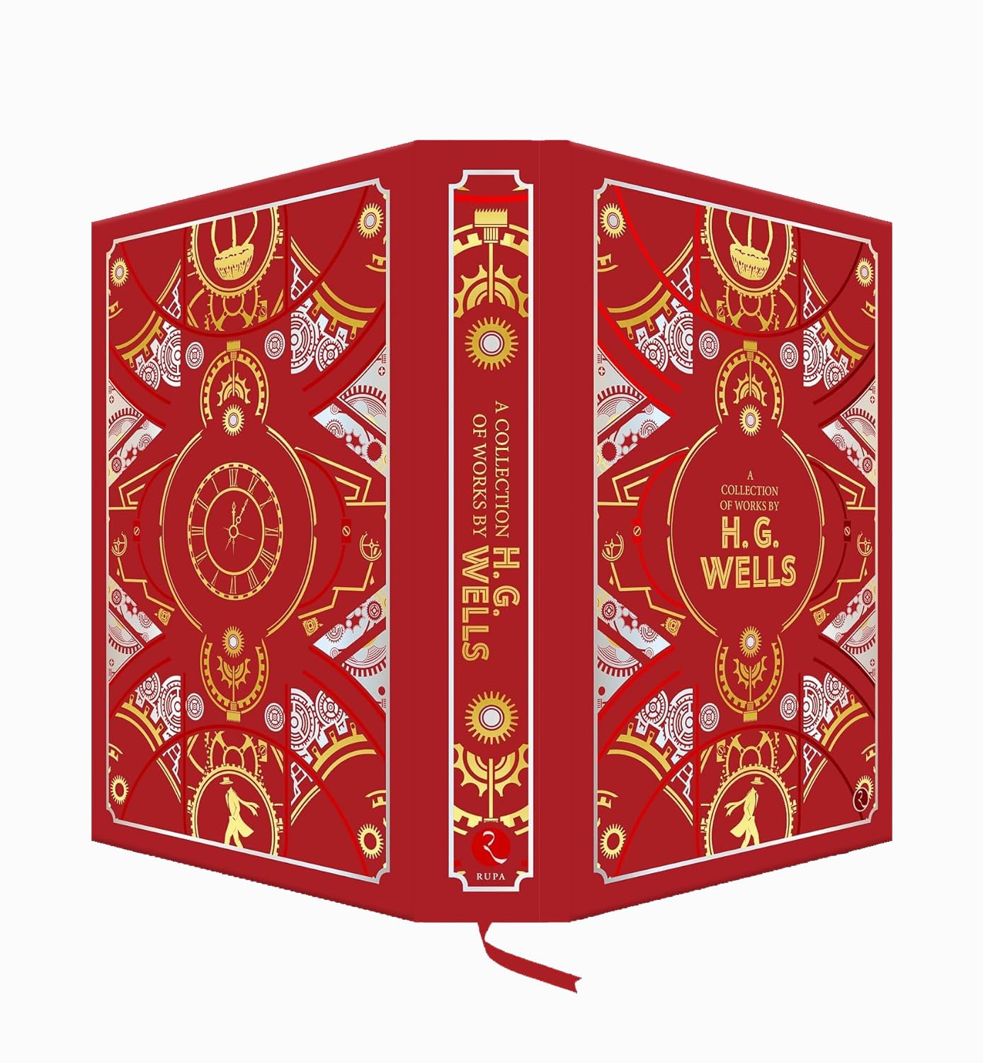 H.G. Wells A Collection of Works deluxe leather hardback back cover, science fiction classics collection