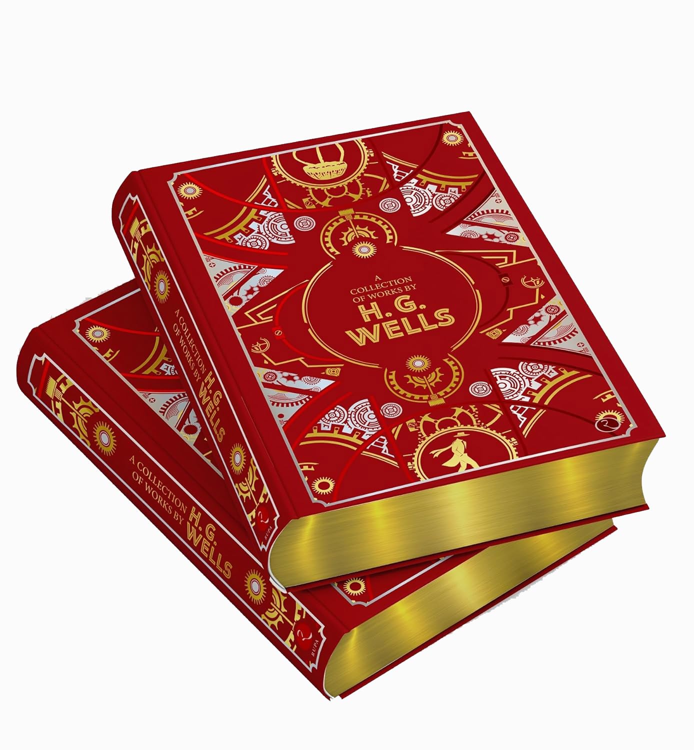H.G. Wells A Collection of Works leather bound hardback open pages showing print quality