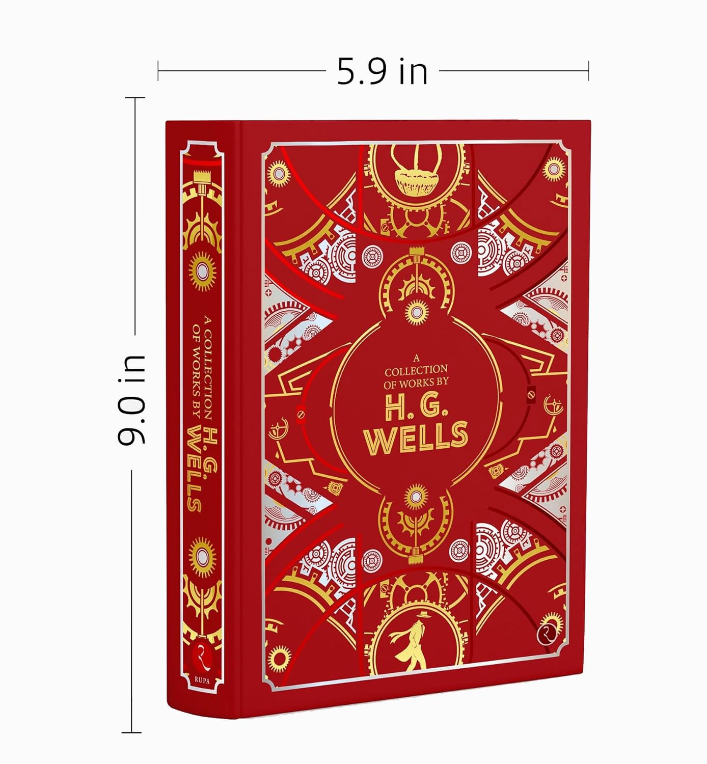 H.G. Wells A Collection of Works leather bound hardback spine with gilded lettering, classic sci-fi anthology