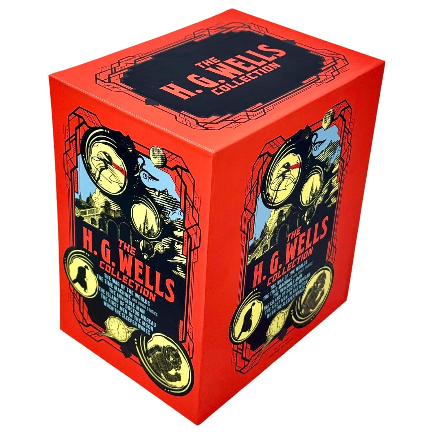 H. G. Wells hardback set featuring The First Men in the Moon and When the Sleeper Wakes